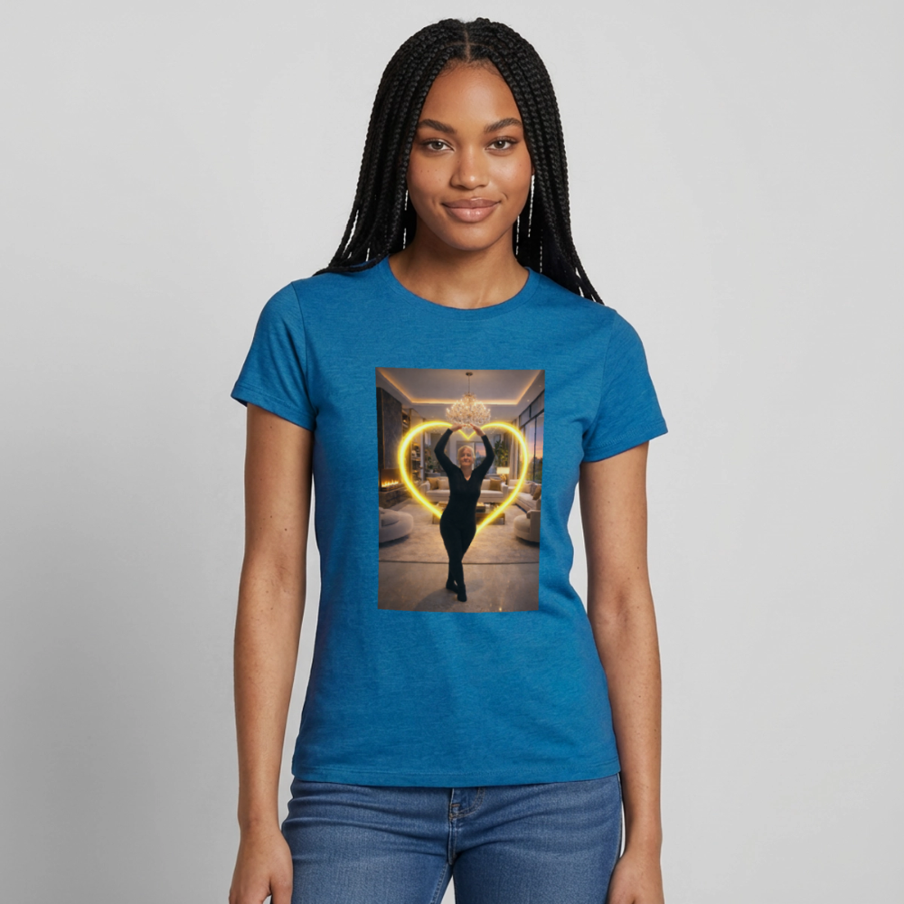 SANDY - Damen-Fan Shirt "Gut Genug" - Antikblaues Saphir meliert