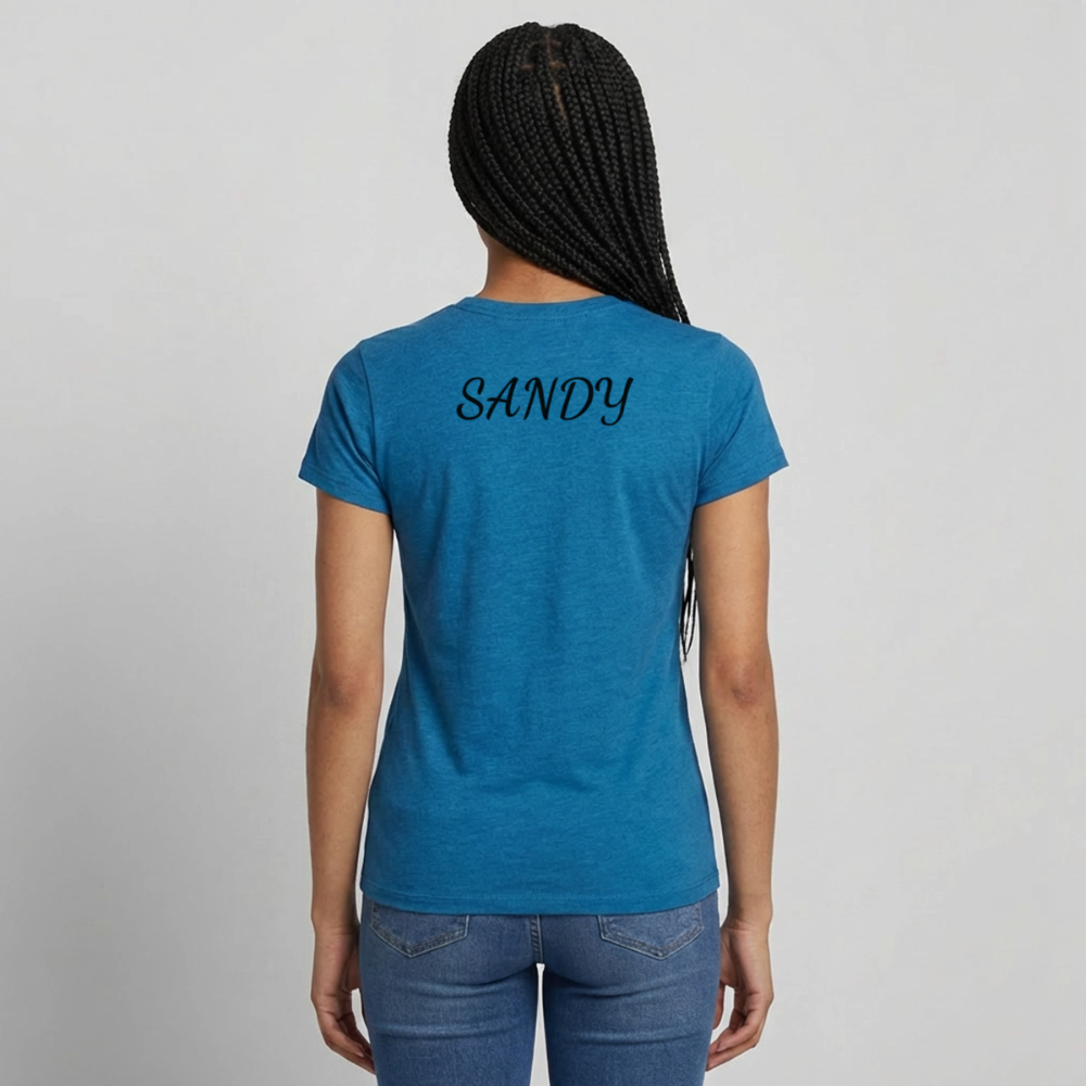 SANDY - Damen-Fan Shirt "Gut Genug" - Antikblaues Saphir meliert