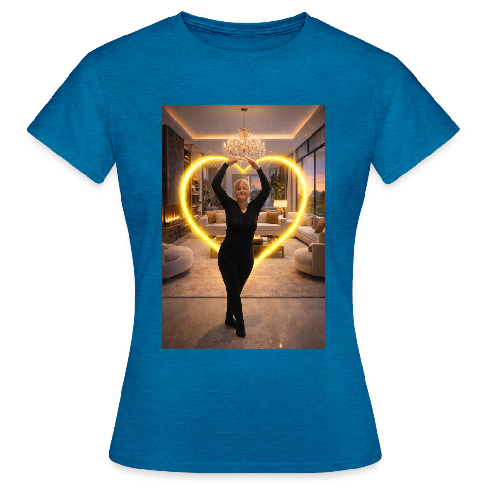 SANDY - Damen-Fan Shirt "Gut Genug" - Antikblaues Saphir meliert